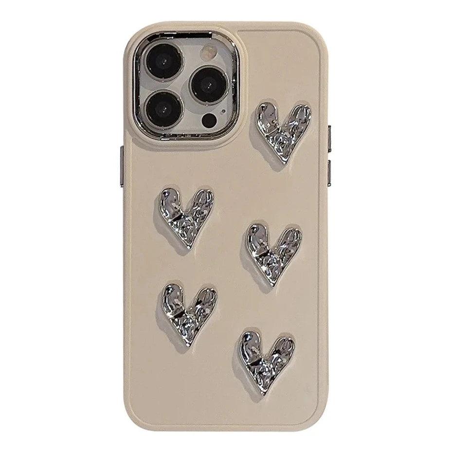 Capa Silver Heart Para iPhone - Loux